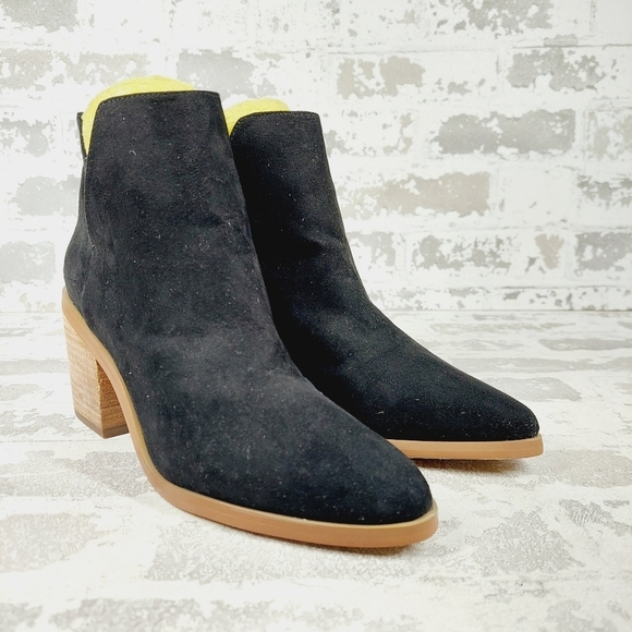 New Bp Brynne Black Faux Suede Block Heel Back Zip Ankle Boots F959 - Picture 4 of 12